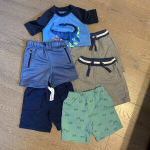 Bundle of 5 shorts and 1 Rashguard boys size 3